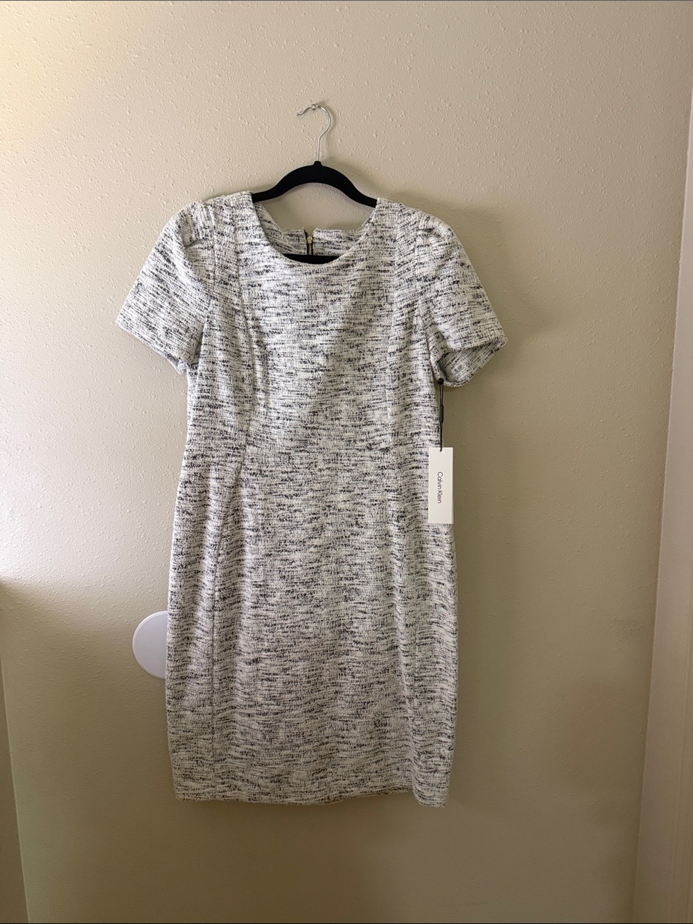 Calvin Klein Short Sleeve Heathered Gray Sheath Dress